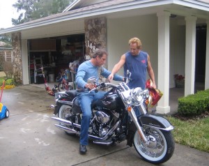 Stan Loomis on his motorcycle.